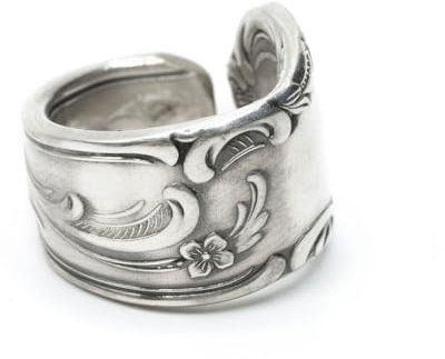 Miniblings Anello da uomo realizzato con posate antiche e forchetta per riciclaggio, fatto a mano, LR3, gioiello alla moda fatto a mano, 15mm, Posate antiche in metallo, non noto
