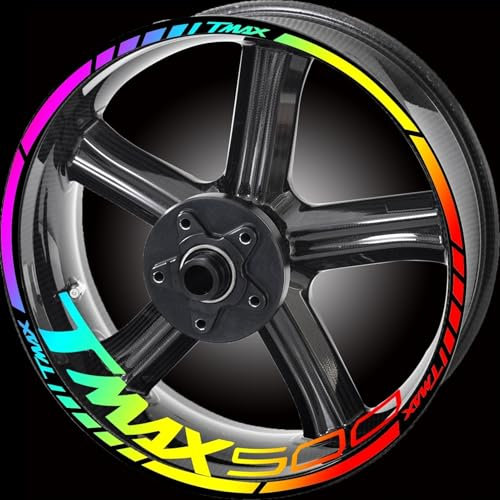 YOUZKA Decalcomania Moto Riflettente Cerchione della Banda Adesivo Anteriore Posteriore Set Completo della Decalcomania per Y&amaha Tmax 530 500 560 Tmax530 Tmax500(Color24)