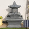 Festive Lights - 70.5cm Grey LED Lit Hybrid Stone Effect Pagoda Temple Water Feature - Solar, USB & Mains Powered, Indoor Outdoor Garden Fountain, Timer Function, Polyresin, External Panel, IP44 Rated