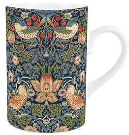 Blue Strawberry Thief Mug - William Morris Artwork Gifts - Tea/Coffee Ceramic Drinks Cup Present