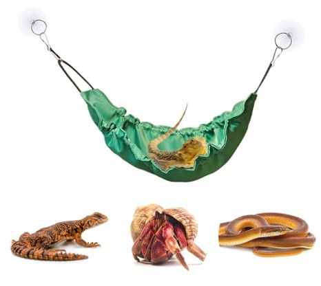 Yunmoxiao Reptology Lizard Hammock with Suction Cups – Bearded Dragon Hammock Bed, Reptile Lounger & Swing for Chameleons, Iguanas, Geckos, Snakes – Tank Accessories with Hooks & Suction Cups