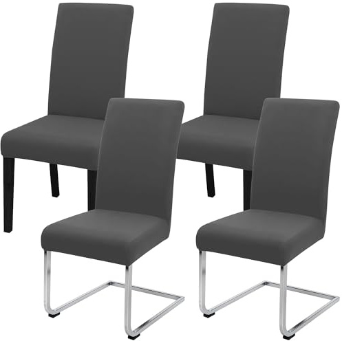 Stuhlhussen Stretch Stuhlbezug Set 4 Stück, elastische abnehmbare waschbare Stuhlhusse für Esszimmerstuhl, Schwingstuhl, Schaukelstuhl, Küche, Wohnzimmer, Büro, Hotel, Restaurant, Bankett