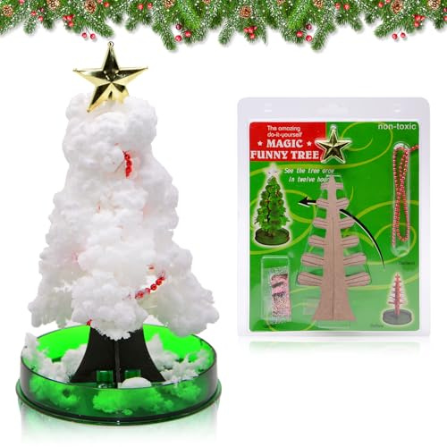 Magische Weihnachtsbaum,Magic Growing Christmas Tree,Magischer Papier Baum,DIY Kristall Baum,Mini-Weihnachtsbaum Weihnachten Geschenk für Jungen Mädchen (Weiß)