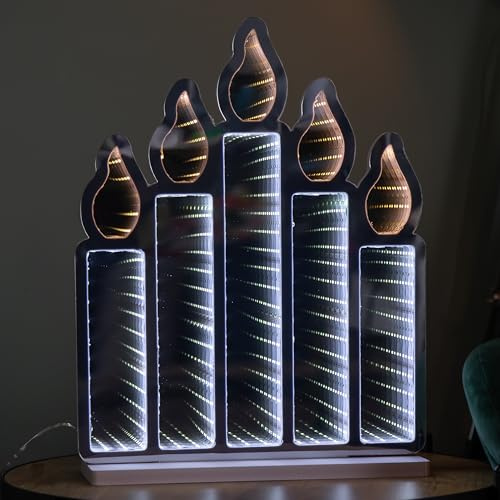 40cm Standing Candlebridge with Flickering Flame Infinity Mirror