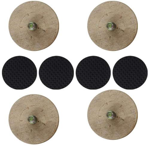 Voyoo Lot de 4 Pieds de Meubles Ronds en Bois de 5 cm avec Filetage M8 et Patins antidérapants pour canapé, Armoire, lit