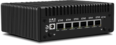 CWWK Mini PC Core i3 N300 Firewall Appliance, OPNsense Mini Computer with 6 Port i226-V 2.5GbE LAN, F5 Fanless Micro PC DDR5 8GB RAM 256GB NVMe SSD, USB Type-C, 3-Display