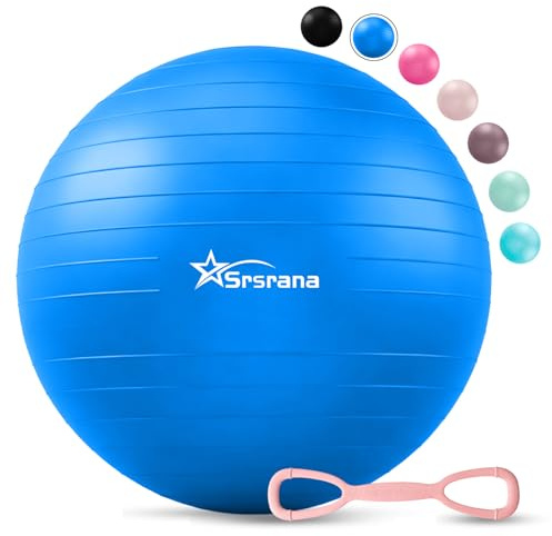 Srsrana Exercise Ball - Anti-Burst Yoga Ball for Pilates, Pregnancy & Core Stability - Ergonomic Office Desk Ball Chair & Physical Therapy Equipment, Quick Pump Included