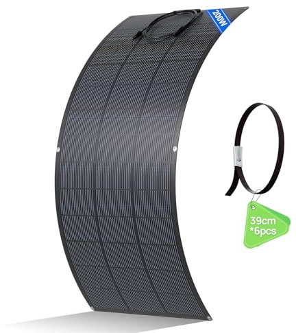 ECO-WORTHY Panel solar flexible 200W para balcón, autocaravana,caravana | 18BB, material ETFE, eficiencia 25%, para balcones, autocaravanas, barcos, tejados, acampadas y viviendas.