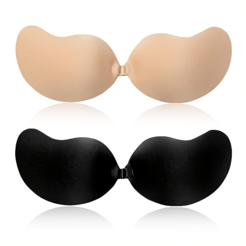 Stycizom Soutien-Gorge adhésif en Silicone sans Bretelles, réutilisable, Invisible, Respirant, Push-up – 2 Paires pour Robes Dos Nu et vêtements décolletés