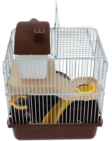 YARNOW Doppelstöckiger Hamsterkäfig aus Kunststoff mit Schloss Design Robust und Modisch für Kleintiere und Hamster im Wohnbereich Zufällige Farbe