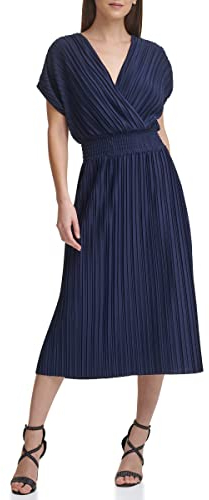 DKNY Women's Cap Sleeve Regular Fit Cocktail Dress, Navy, 36 EU