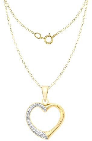 CARISSIMA Damen Kette Mit Anhänger 9k (375) Bicolor Gold Gemustert Herz 46cm