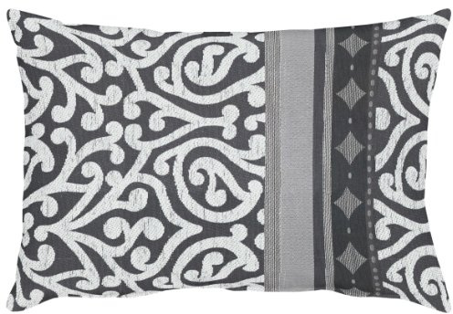 APELT Prato_35x50_89 Kissen Jaquardgewebe mit Ornamente, anthrazit / weiß / grau