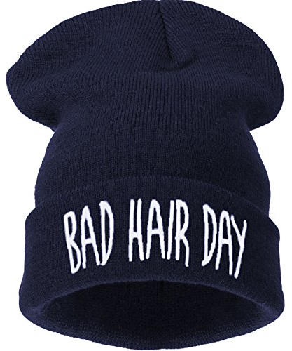 4sold Beanie Mütze Hat Mütze Bad Hair Day Fuckin Problems Comme des Fuckdown.Hit Neu 200 Models (bhd Navy blau - weiß)