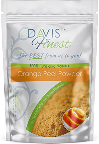 Davis Finest Orange Peel Powder für Hautaufhellung, Pigmentflecken Entferner, Poren Verkleinern Gesichtspflege Anti Pickel Ölige Haut Akne Gesichtsmaske Beauty Haarkur Naturkosmetik 100g