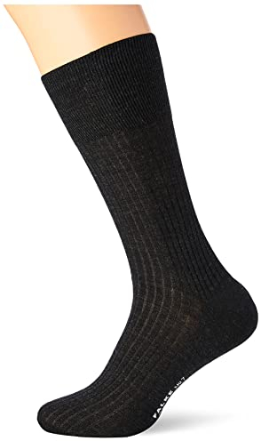 FALKE Herren Socken No. 7 M So Wolle einfarbig 1 Paar, Grau Anthracite Melange 3080, 39-40