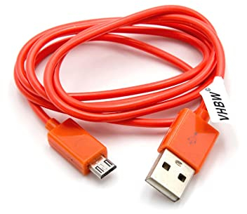 vhbw Câble USB - Micro USB, 1 mètre, orange, compatible avec JBL Charge, Charge 2, Soundbox, Pulse 2