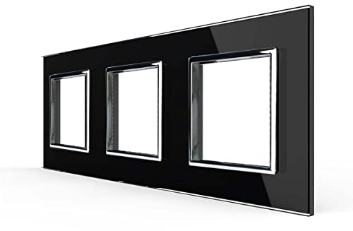 LIVOLO Glas Touch Lichtschalter Funkschalter Steckdosen Wechselschalter uvm in schwarz (nur Rahmen: VL-C7-SR/SR/SR-12)