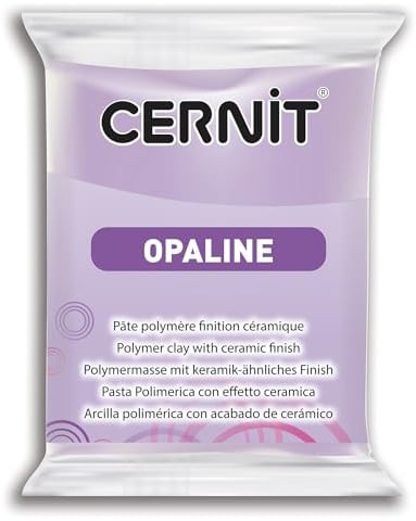 CERNIT CE0880056931C - Block Modelliermasse (Polymer) OPALINE, halb transluzent, ofenhärtend, sofort gebrauchsfähig, 56g, für DIY, Schmuck, Figuren, für Einsteiger und Hobbykünstler, Lila1 Stück