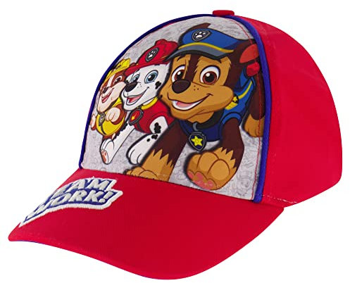 Nickelodeon Boys' Little Kids Hat for Toddler Age 2-7, Paw Patrol Baseball Cap, Red
