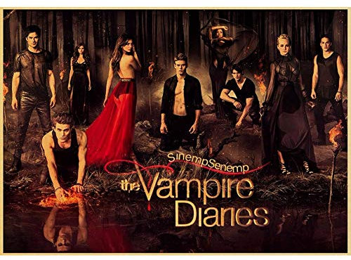 AXKQ DIY Vampire Diaries 3D Diamond Painting Cross Stitch, Round Diamond Art Embroidery, Mosaic Home Decoration Ornaments(15.8x19.7inch)