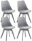 CLP 4er Set Esszimmerstuhl Linares Kunststoff I Stoff I Samt I Cord I Lederoptik I Lehnstuhl Mit Holzgestell, Farbe:grau/grau, Material:Kunststoff