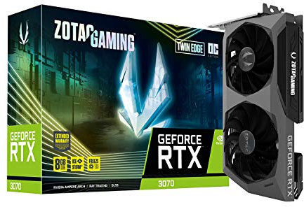 Zotac GAMING GeForce RTX 3070 Twin Edge OC 8GB GDDR6 256-bit 14 Gbps PCIE 4.0 Gaming Graphics Card, IceStorm 2.0 Advanced Cooling, White LED Logo Lighting, ZT-A30700H-10P