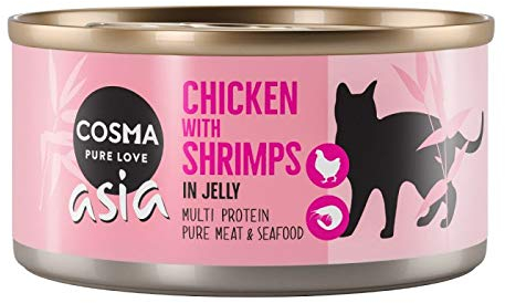 GroßhandelPL Cosma Thai/Asia in Jelly Katzen-Nassfutter Huhn & Shrimps 96er Pack ( 96 x 170 g)