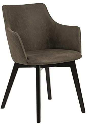 AC Design Furniture Kim Carver Esszimmerstühle, H: 80 x B: 62 x T: 59, Dunkelgrün/Schwarz, Stoff/Eiche, 2 Stk.
