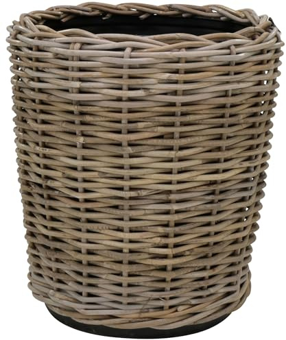 Klocke Dekorationsbedarf Rattan Pflanzkorb mit Einsatz - Handgeflochtener Pflanzkübel für Innen & Außen - Robuste Pflanzschale für Terrasse, Garten & Wohnbereich - Naturlook (⌀ 45 cm - H: 49 cm)