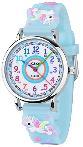 KZKR 3D Kinderuhr Mädchenuhr (Blau 01)