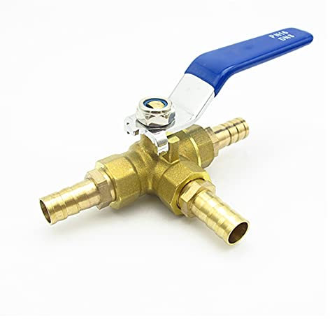 Raccords de tuyauterie Tuyau de 19mm Barb à 3 voies T-shirt T-Port T-Port Soupape à boule en laiton raccord gaz