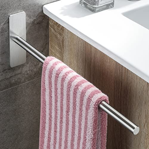 OETAMS Porta Asciugamani Bagno da Parete Portasciugamani con un Braccio Portaasciugamano da Cucina Adesivo, Porta Salviette in Acciaio Inox, Senza Forare Argento