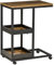 HOMCOM Industrial Mobile Sofa Side Table C-Shaped Rolling Couch Table with 3-Tier Storage Shelving Four Lockable Wheels Steel Frame - Brown