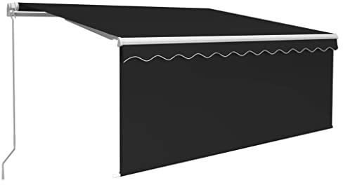 vidaXL Gelenkarmmarkise Einziehbar mit Jalousie Markise Sonnenmarkise Balkonmarkise Sonnenschutz Sichtschutz Garten Terrasse Balkon 3,5x2,5m Anthrazit