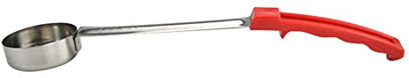 Louche à pizza avec poignée en caoutchouc - Fond plat - Cuillère de cuisine en acier - 56,7 g - Rouge
