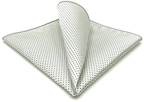 S&W SHLAX&WING Herren Einstecktücher weiß mit schwarzen Punkten für Anzüge Foulard Pocket Square