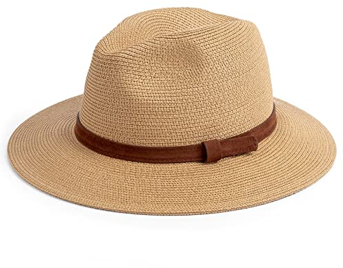 DRESHOW Mujeres Sombrero de Panamá Sombreros de Paja Sombrero de Verano Sombrero de Playa Fedora Sombrero