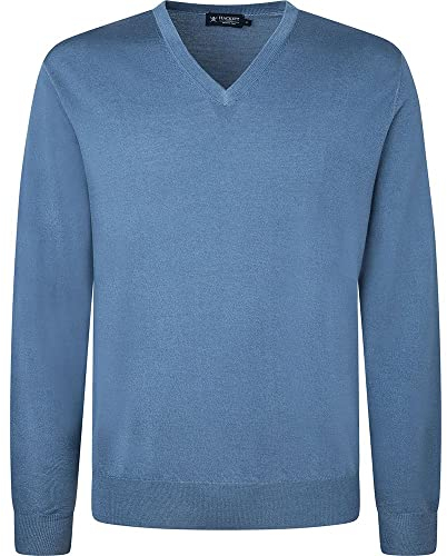Hackett London Herren GMD Merino Silk V NCK Pullover, Blue (Chambray Blue), L