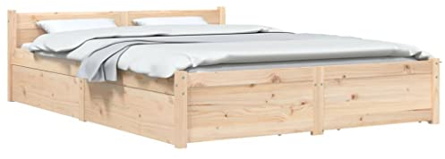 vidaXL Bett mit Schubladen Holzbett Massivholzbett Bettrahmen Bettgestell Doppelbett Lattenrost Schlafzimmerbett Schlafzimmermöbel 160x200cm