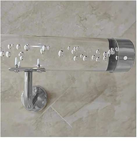 Clear Acrylic Handrail for Stairs - 3ft/4ft/5ft/6ft/10ft/12ft/14ft/20ft Non-Slip Transparent Crystal Indoor Stair Handrails Complete Kit for Walls (Color : Silver bracket, Size : 300cm(10ft))