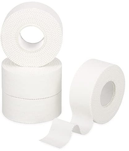 Bestomrogh 4 Rolls Zinc Oxide Tape, 2.5 cm x 10 m Breathable Sports Tape Bandage, Self-Adhesive White Sports Strapping Athletic Tape for First Aid Sports Ankle