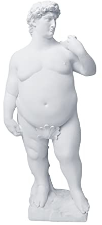ZYFAB Kreative fette David -Statue, Harz Griechisch David Sculpture Ornament Naked David Body Desktop Crafts Wohnzimmer Office Bücherregal Dekoration,Weiß,Large