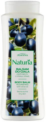 JOANNA Naturia Pflegende Körperlotion - Bodylotion mit Olivenöl - Glatte und Angenehme Haut - Feuchtigkeitsreiche und Geschmeidige Haut - Angenehmer Duft - 500 g