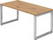 bümö höhenverstellbarer Schreibtisch R-Serie 160x80 cm in Asteiche, Gestell in Silber - PC Tisch für's Büro manuell höhenverstellbar, Computertisch verstellbar
