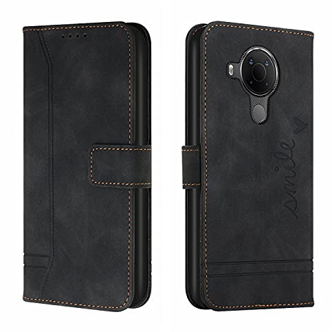 Bravoday Hülle für Nokia 3.4/5.4, PU Ledertasche Handyhülle Flip Schutzhülle Kompatibel mit Nokia 3.4/5.4, mit Kartenfäch & Kickstand, Schwarz