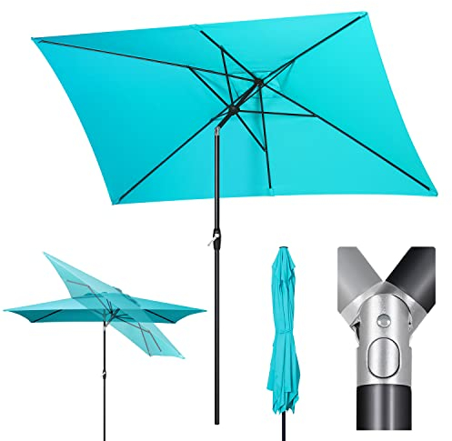 Sekey Sombrilla de Aluminio Rectangular 200x300 cm para Balcón, Jardín y Terraza - Protección UV 50+ con Ventilación, Material Reciclado (Certificado GRS)