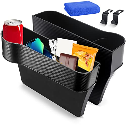 Aimisite Car Seat Gap Filler Organiser, 2 Pack Car Organizer Front Seat Gap Filler with Cup Holder Car Console Side Pocket with Usb Charging Hole for Cellphones,Wallet, Cards, Coins, Drink Cups