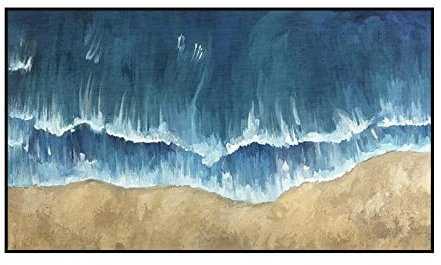 Ölbilder Auf Leinwand Handgemalt, Retro Blaues Meer Doppelschicht Wellenlandschaft Moderne Abstrakte Kunstwerke Rahmenlose Handgemalte Ölgemälde Auf Leinwand Wandkunst Für Wohnzimmer Schlafzimm