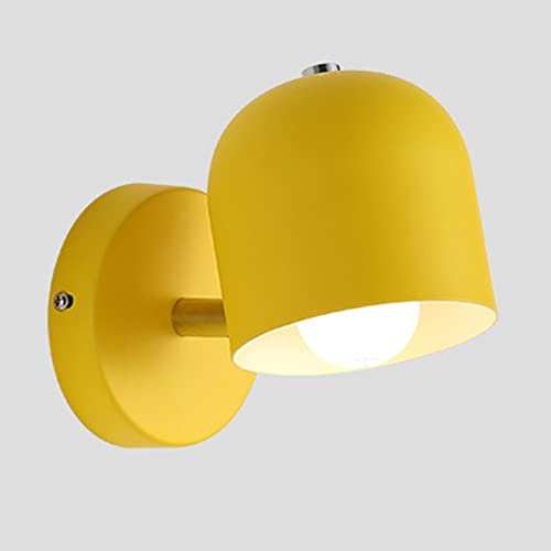 LED kreative Wandlampe kinderzimmer,Wandleuchte Innen Modern Schlafzimmer,E27 Verstellbar Metallkopf Kinder Nachttischlampe,Nordischer Stil Wohnzimmer Bettlampe,für Küche ,Weiß rosa gelb grau (Gelb)